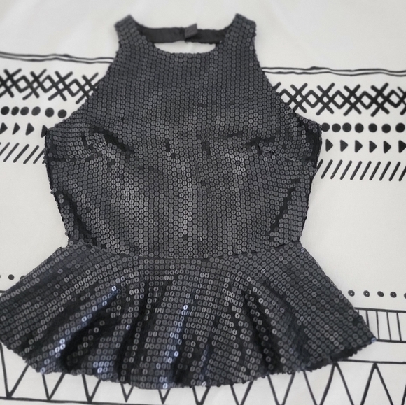 Marciano by Guess Tops - Guess by Marciano Women's Sequin Black Peplum Top Size  XS